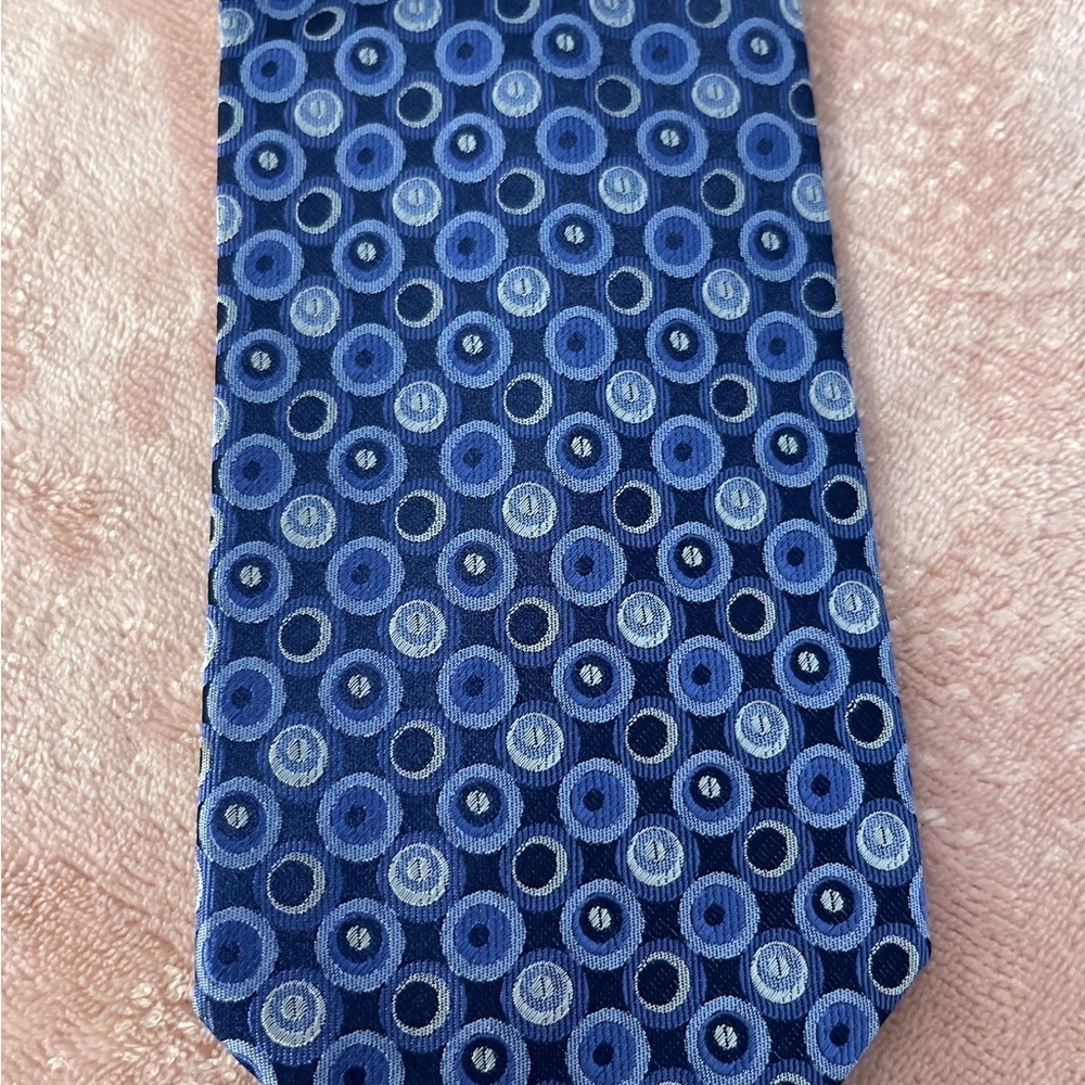 George Navy and Light Blue Patterned Men's Tie - Picture 2 of 7